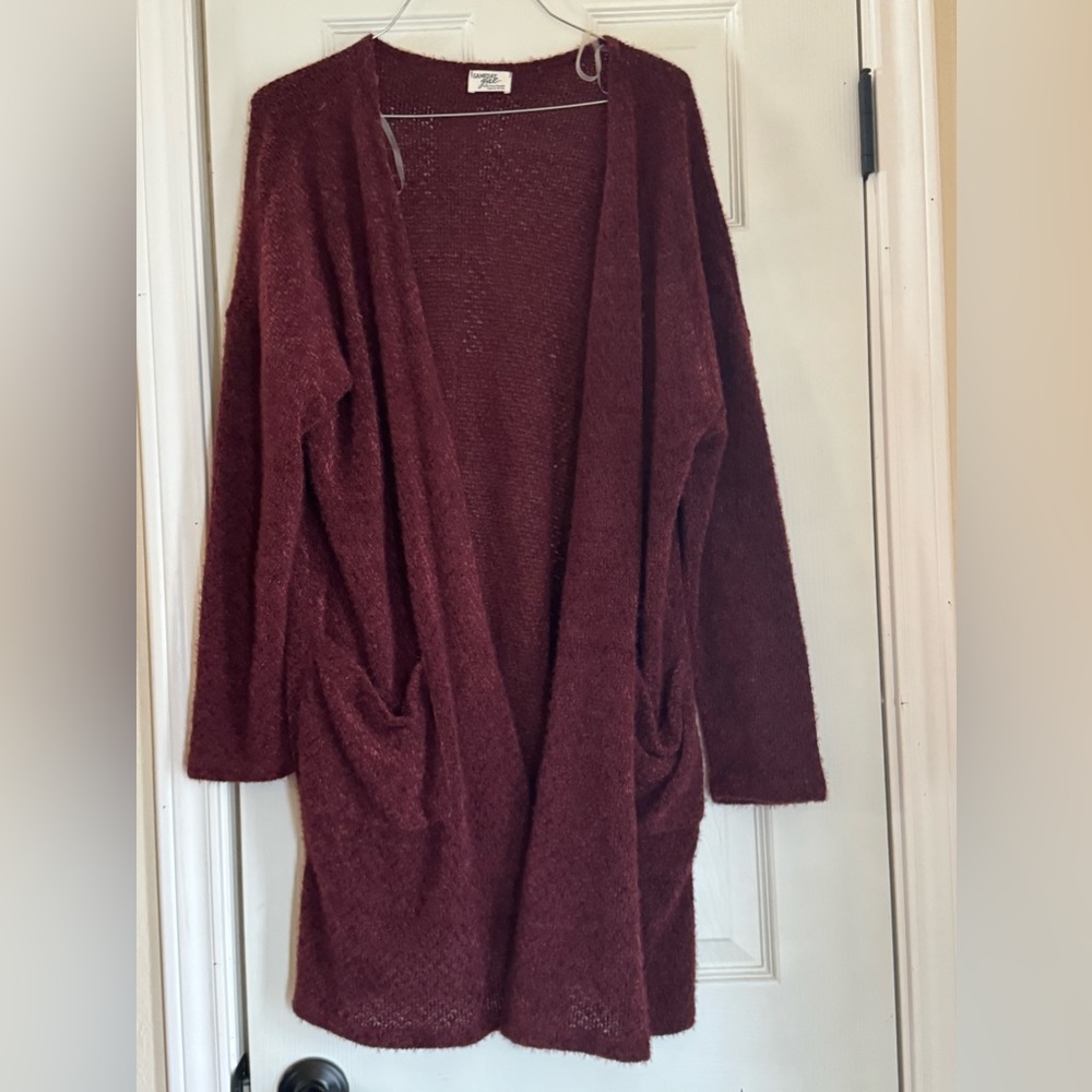Burgundy long cardigan